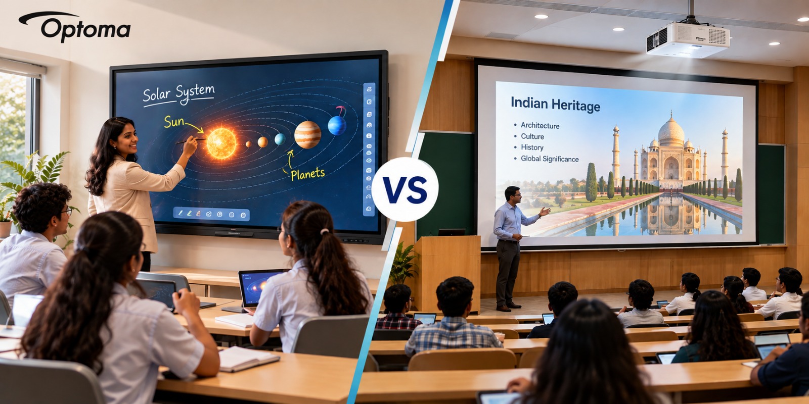 Interactive Flat Panel vs Projector for Indian Schools & Colleges
