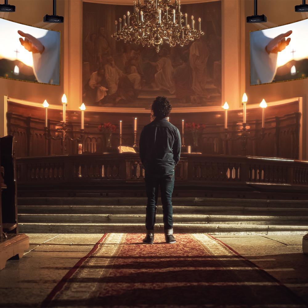 projectors in cathedral