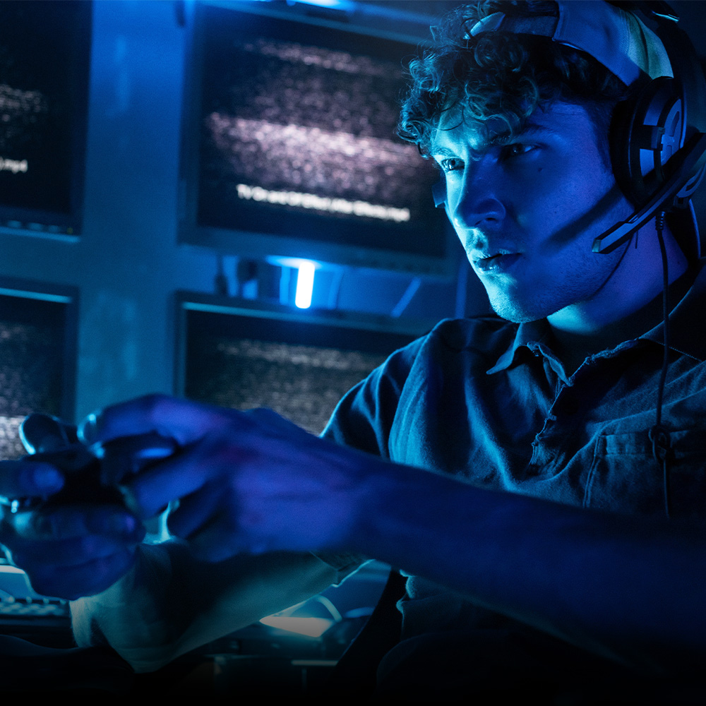 blue intense gamer