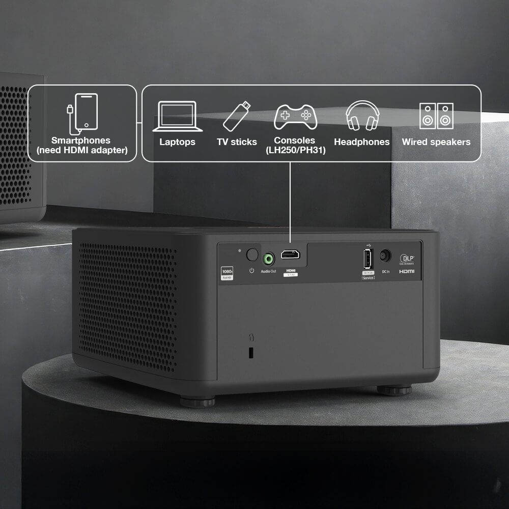 Back IO view of Optoma Photon Life 1080P FHD projector