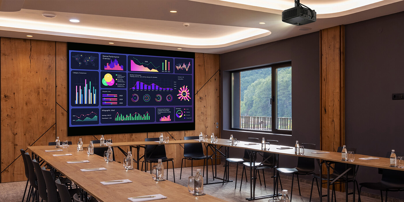 Optoma business projector delivers 4,300 high brightness for clear images in ambient light environments.