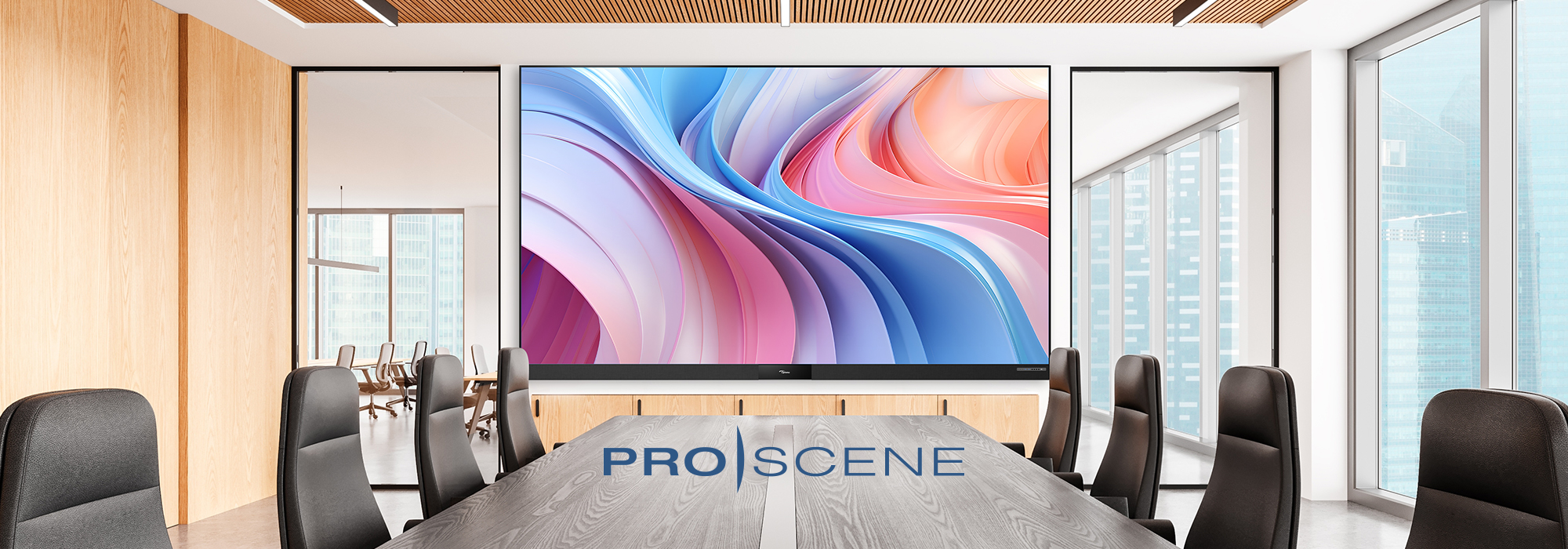 Optoma 163" all-in-one LED display installed in a lobby for impactful signage and professional visual presentation.