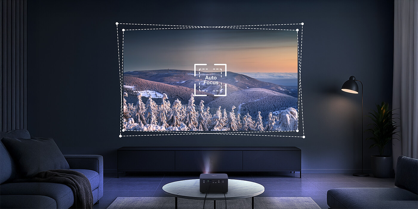 Visual demo of Optoma Photon Life 4K UHD projector’s automatic focus and keystone correction