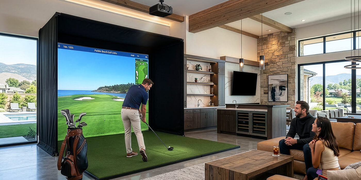 Premium home golf simulator powered by an Optoma projector